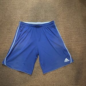Men’s Navy Adidas Climalite Workout Shorts.